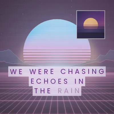 Modèle Vaporwave&nbsp;: soleil rayé et grille rose, paroles en capitales espacées.