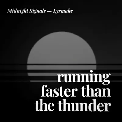 Modèle Couture&nbsp;: «&nbsp;running faster than the thunder&nbsp;» en serif blanc sur fond noir.