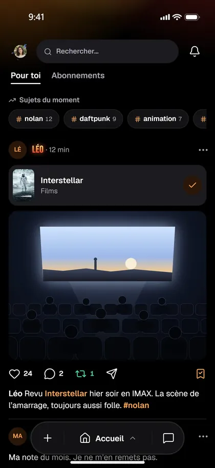 Le Fil de Sphely&nbsp;: Léo a revu Interstellar en IMAX, avec les sujets du moment #nolan et #daftpunk.